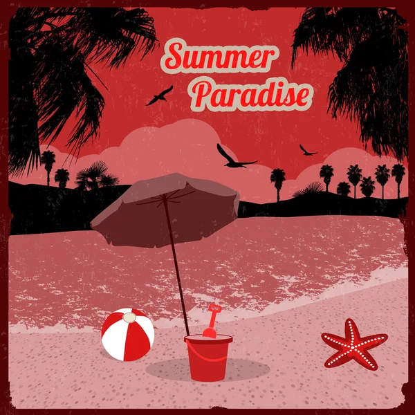 Summer paradise retro poster — Stock Vector