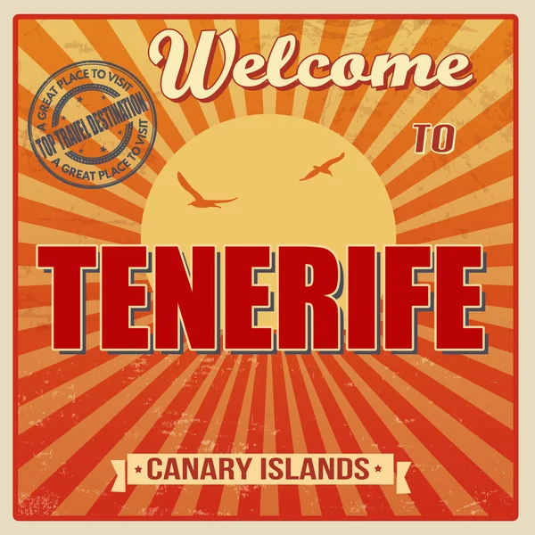 Tenerife, Canarische eilanden vintage poster — Stockvector