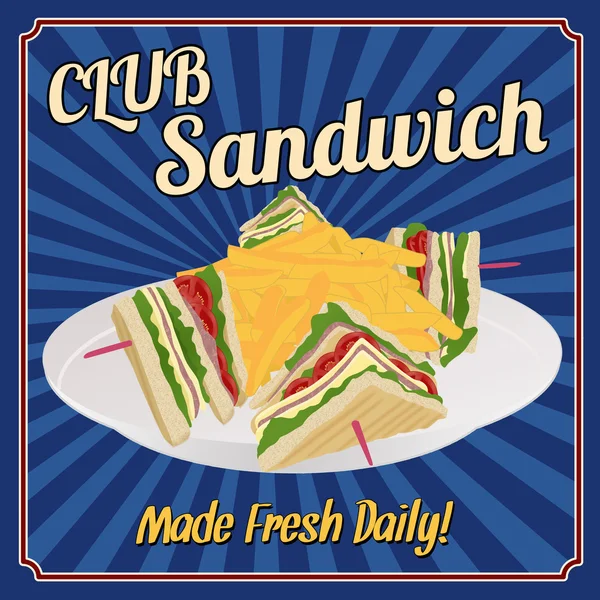 Club Sandwich retro poster — Stock Illustration Club Sandwich retro poster Stock Illustration