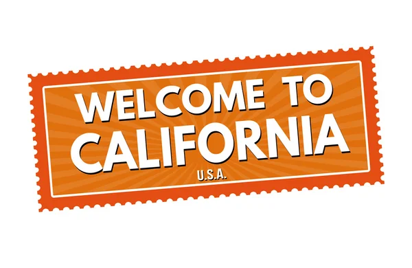Welkom in Californië reizen sticker of stempel — Stockvector