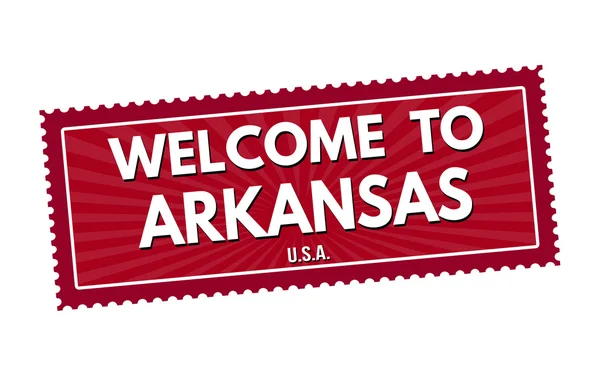 Welkom aan arkansas reizen sticker of stempel — Stockvector