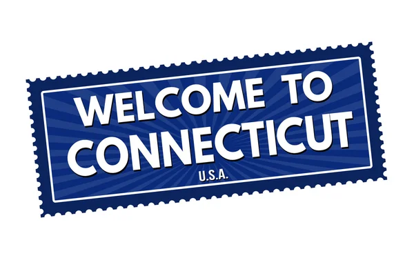 Bienvenue à Connecticut autocollant de voyage ou timbre — Image vectorielle