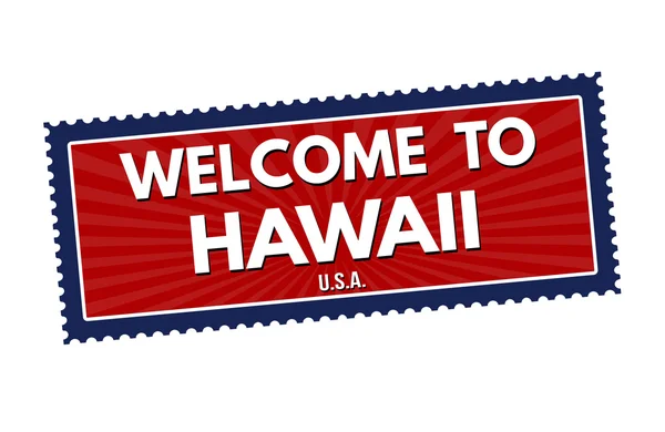 Bienvenido a Hawaii etiqueta o sello de viaje — Vector de stock