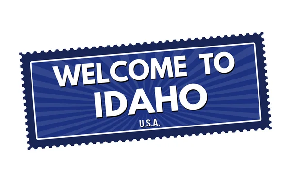 欢迎来到爱达荷州旅行贴纸或邮票 — 图库矢量图片
