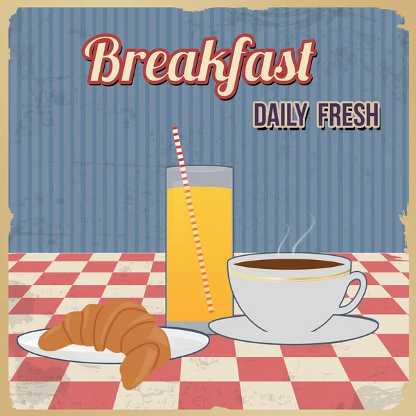 Breakfast retro poster — 스톡 벡터