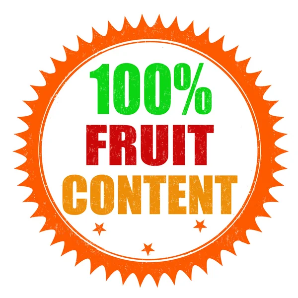 One hundred percent fruit content stamp — Stok Vektör