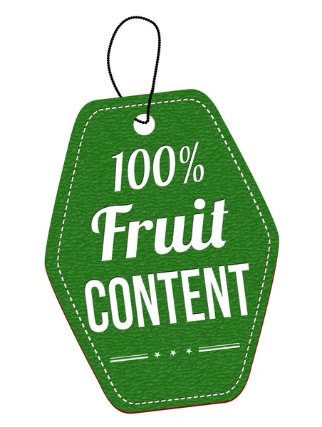 One hundred percent fruit content label or price tag — Stock Vector