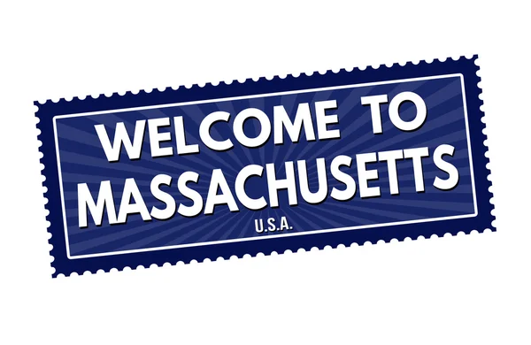 Benvenuto nel francobollo del Massachusetts — Vettoriale Stock