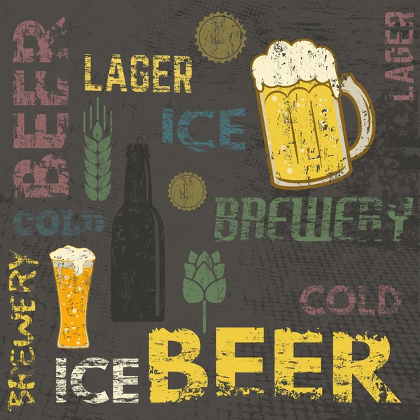 Beer theme retro poster — Stock vektor