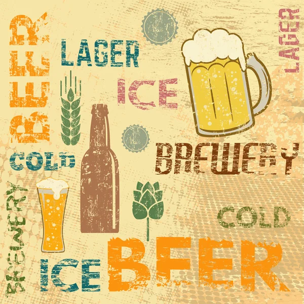 Beer theme retro poster — Stock vektor