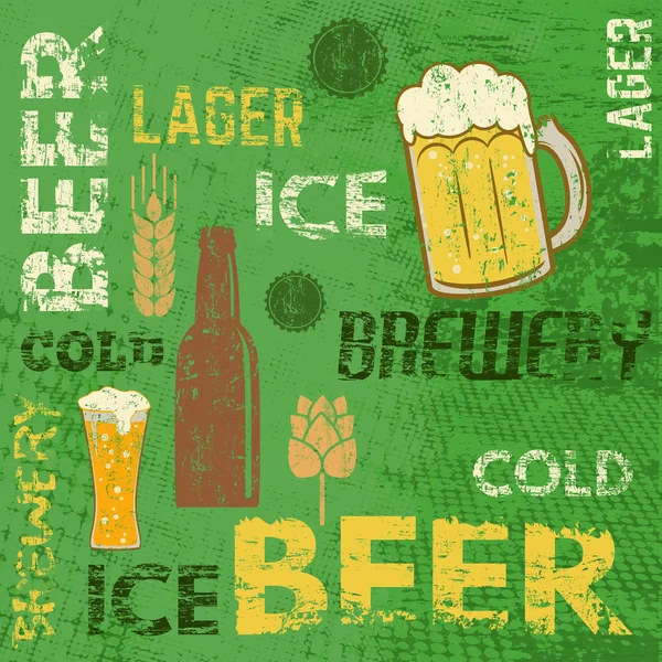 Beer theme retro poster — ストックベクタ