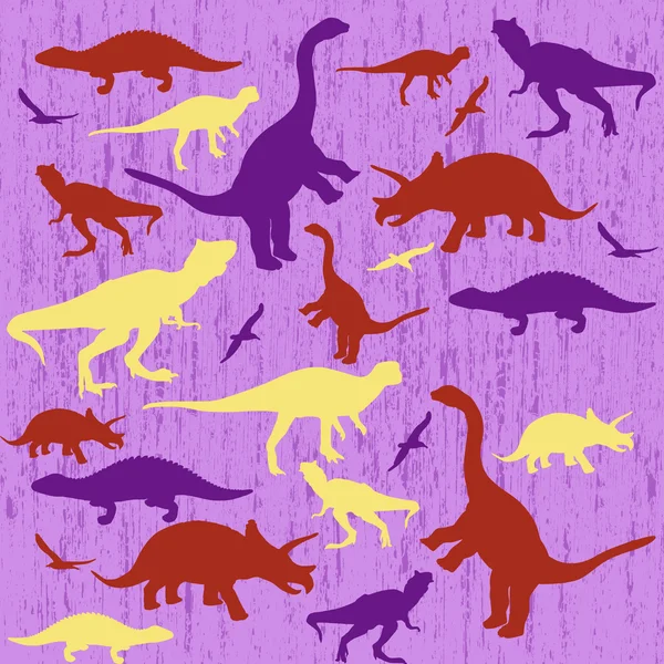 Siluetter av dinosaurie — Stock vektor