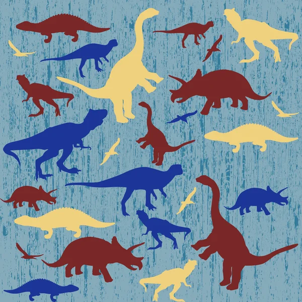Dinozor Silhouettes — Stok Vektör