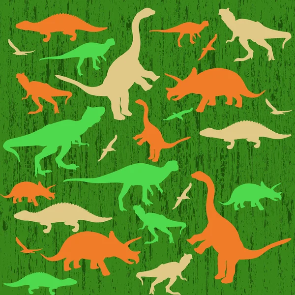 Silhouetten van dinosauriërs — Stockvector