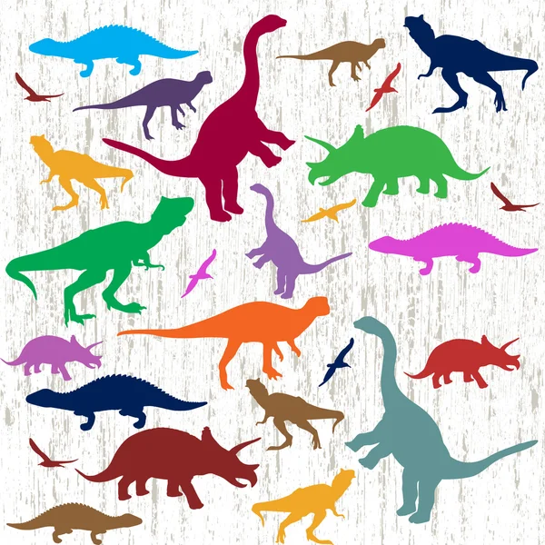 Silhouetten van dinosauriërs — Stockvector