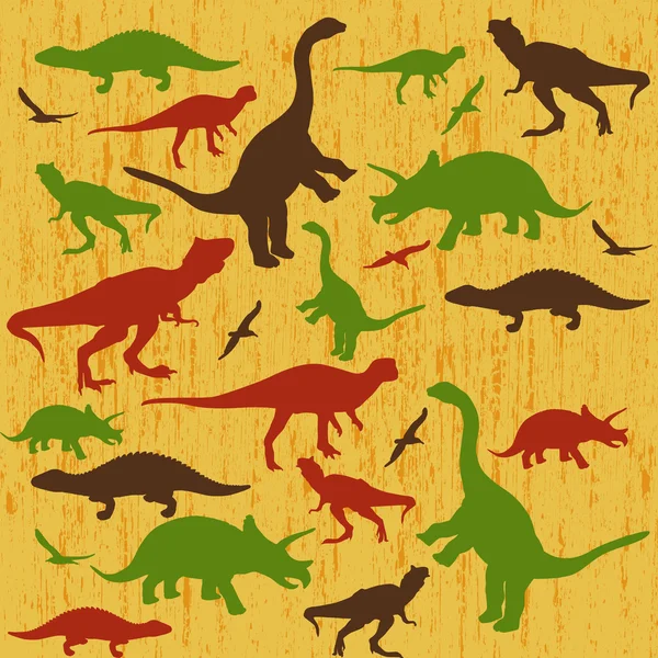 Silhouetten van dinosauriërs — Stockvector