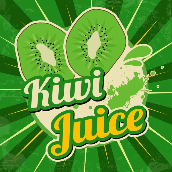 Afiche retro de jugo Kiwi — Vector de stock