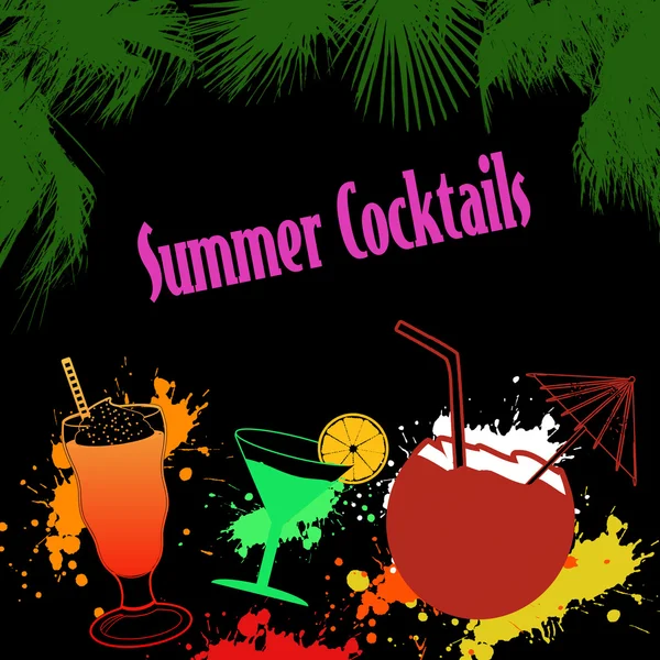 Summer cocktails poster — Stock Vector