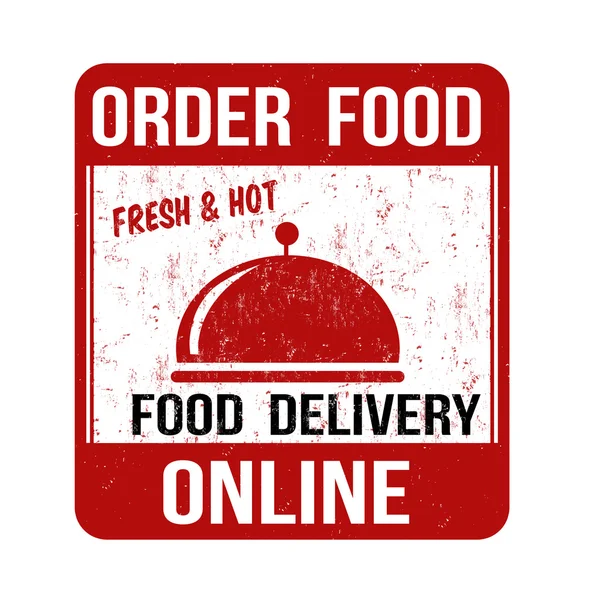 Sipariş gıda online damga — Stok Vektör