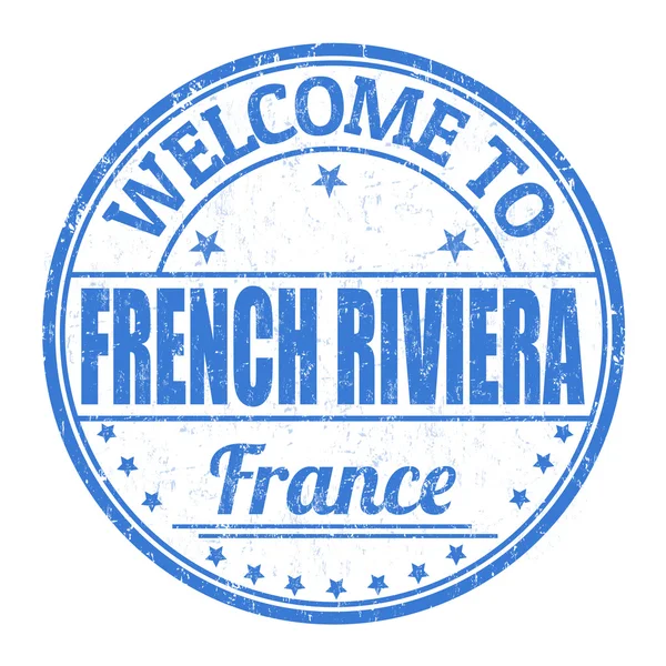 欢迎来到法国里维埃拉邮票 — 图库矢量图片