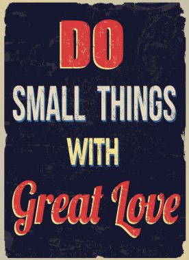 Büyük aşk retro posteri ile küçük şeyler yapmak