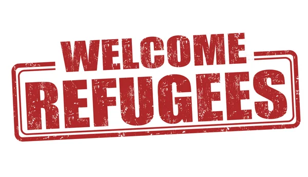 Ласкаво просимо штамп біженців — стоковий вектор