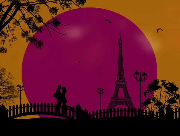 Amoureux à Paris — Image vectorielle