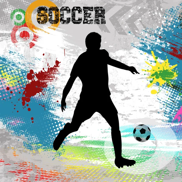 Fußballer mit Ball-Plakat — Stockvektor