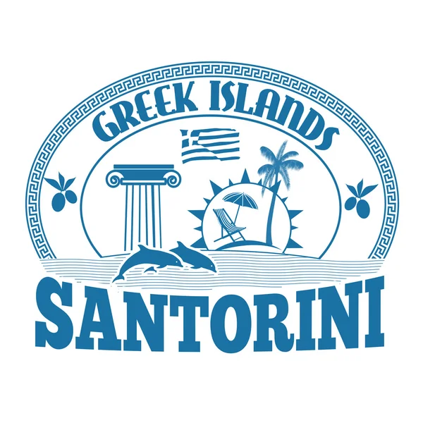 Griechische Inseln, Santorini, Stempel oder Etikett — Stockvektor