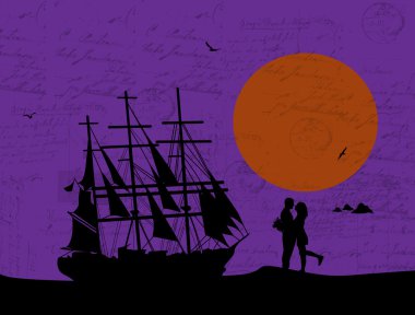 Ancient ship and lovers