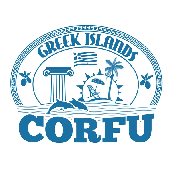 Corfu stamp — ストックベクタ