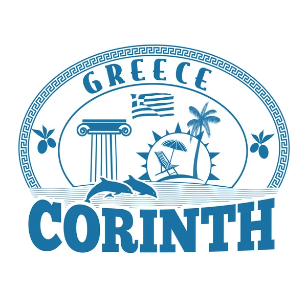 Κόρινθος, Ελλάδα σφραγίδα ή ετικέτα — Διανυσματικό Αρχείο