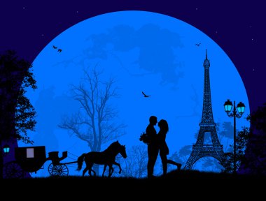 vervoer en liefhebbers nachts in Parijstaşıma ve Paris gece lovers