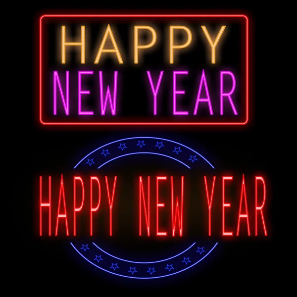 Happy new year glowing neon sign — Stock Photo, Image