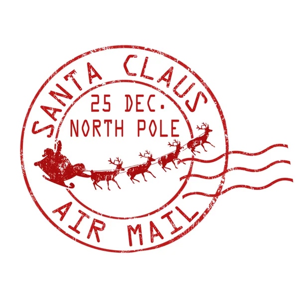 Santa Claus air mail stamp — Stock Vector