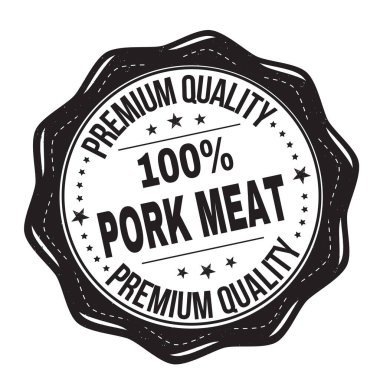 Beyaz arkaplanda% 100 domuz eti grunge kauçuk damgası, vektör illüstrasyonu