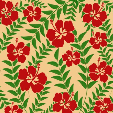 Yeşil yaprakları ve Hibiscus çiçek