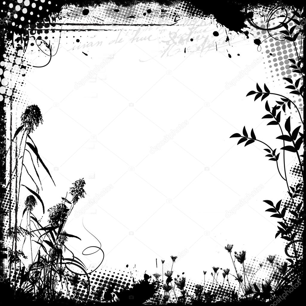Floral frame in grunge style
