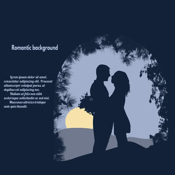 Silhouettes d'amants sous l'arche — Image vectorielle