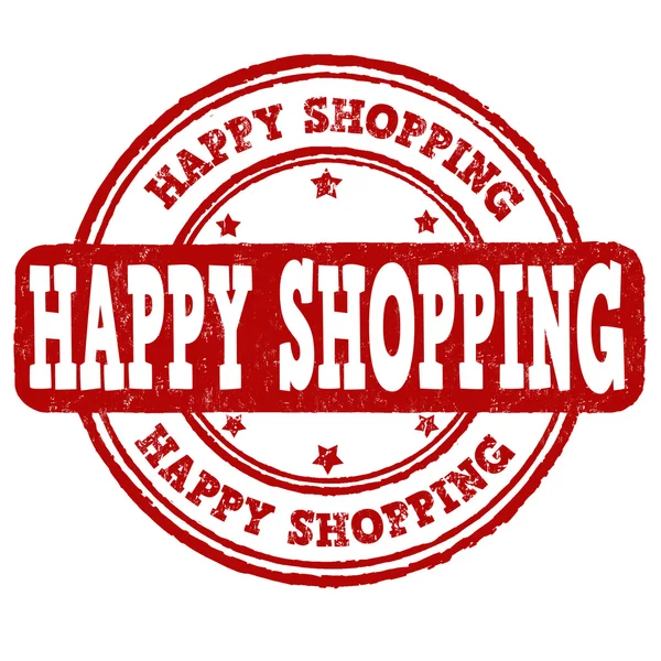 Carimbo de compras feliz — Vetor de Stock