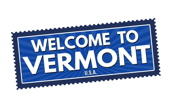 Willkommen in Vermont Reiseaufkleber oder Briefmarke — Stockvektor