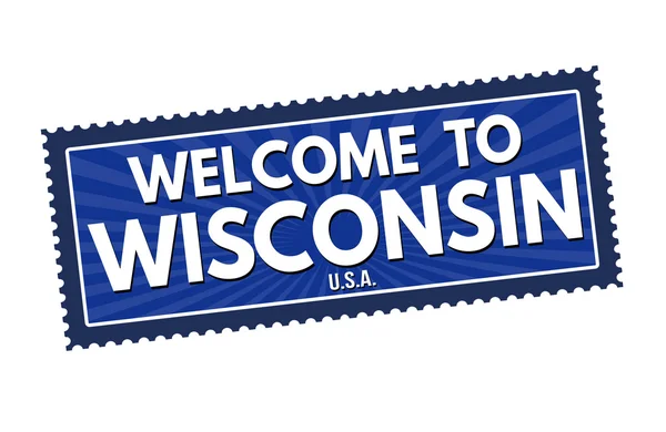 Welcome to Wisconsin travel sticker or stamp — Stock Vector