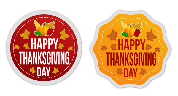 Happy Thanksgiving Day stickers set — Stock Vector
