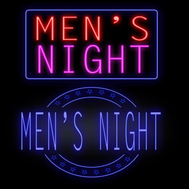 Men's night glowing neon clipart