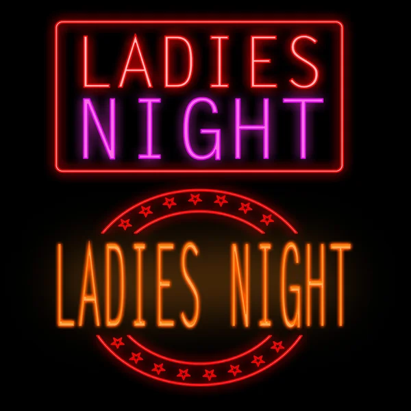 Ladies night neon podepisuje — Stock fotografie