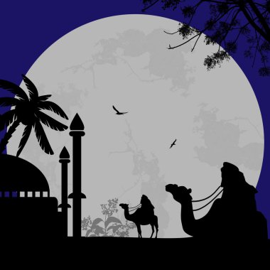 Abstract  background with bedouin and  mosque clipart