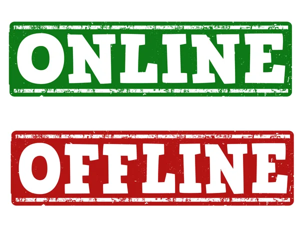 Online and offline stamp — Stock Vector