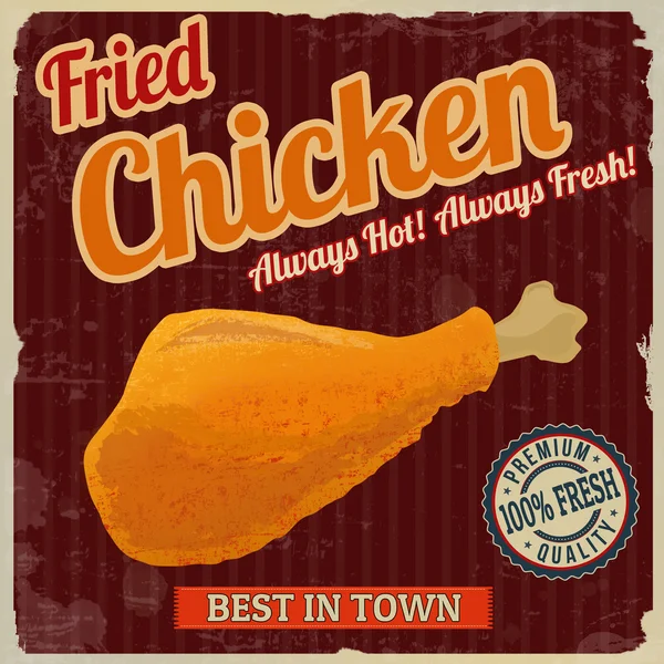 Fried chicken retro poster — Stock Vector