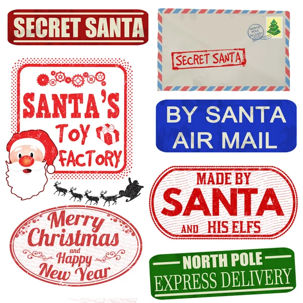 Set of isolated Christmas stamps and labels — Stock Vector