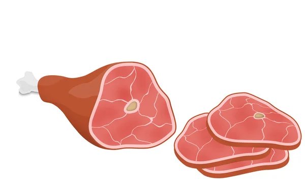 Skinka eller gammon på vit — Stock vektor